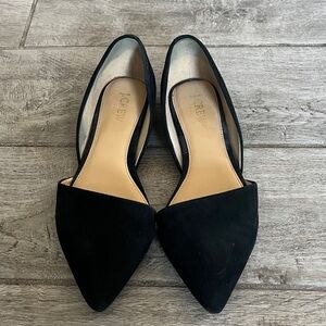 J.Crew Black Suede Pointed Toe Flats D’Orsay Style size 8